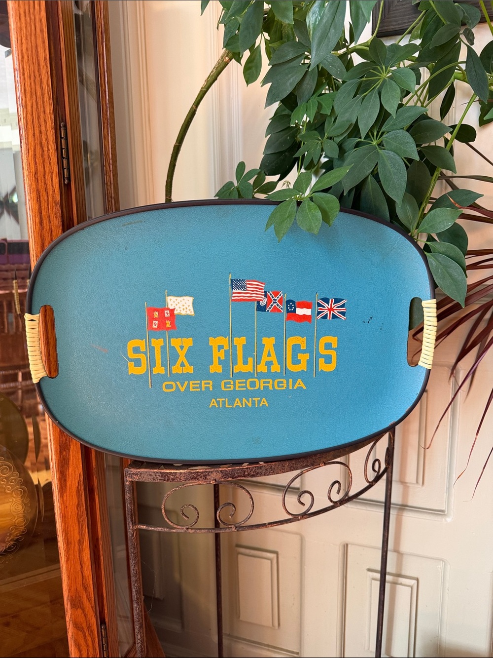 Six Flags Over Georgia Blue Decorative Serving Tray